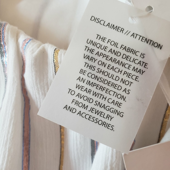 CHARLES HENRY Metallic Stripe Ivory Popover Dress Sz M NWT - Picture 13 of 15